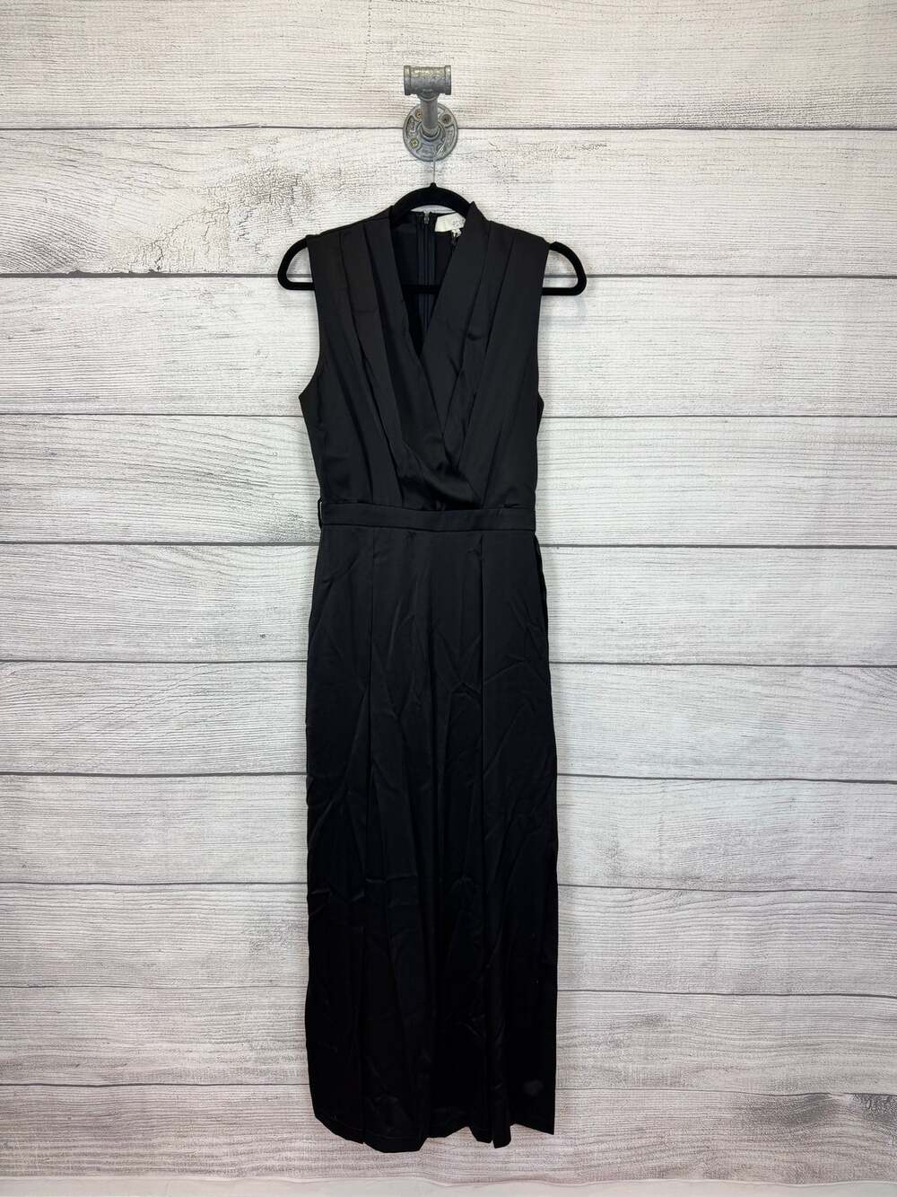 Pinch Women's Black Satin Sleeveless Tux Jumpsuit Size Small